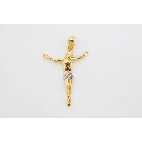 Estate Sale 14k Yellow Gold Mens Jesus Pendant Charm 2.20 Gram Weight
